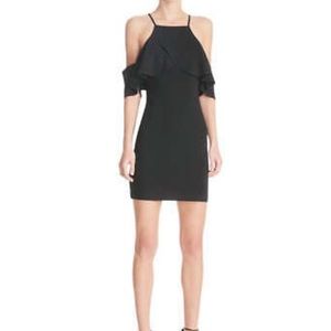 J.O.A. Womens Cold Shoulder Ruffle Dress Black